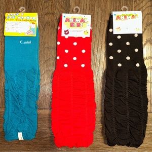 NEW 3 pairs of Child Leg Warmers Polka Dot Turquoise Dance